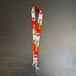 Red and White Lanyard with Clip